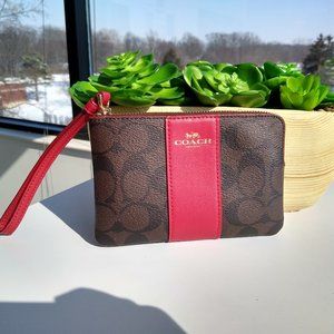 COACH Corner Zip Wristlet In Signature Canvas